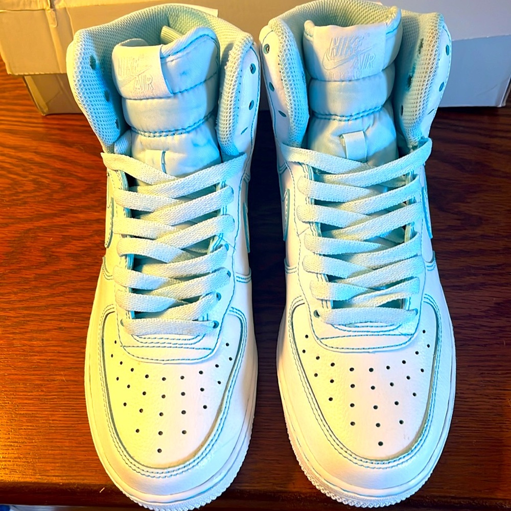 Brand New NIKE AF1 High “Glacier” ICE BLUE COLORWAY by Ron Louis - Picture 6 of 11